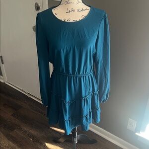 Chic Teal Long Sleeve Dress